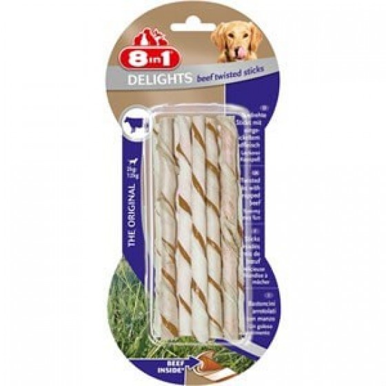 8in1 Delights Bones Biftekli Köpekler İçin Twested Sticks 10 Lu