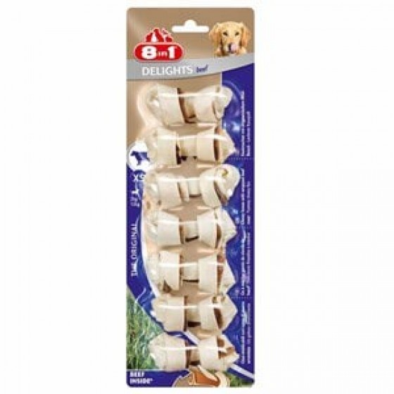 8in1 Delights Bones Biftekli Köpekler İçin Ağız Bakım Kemiği XSmall