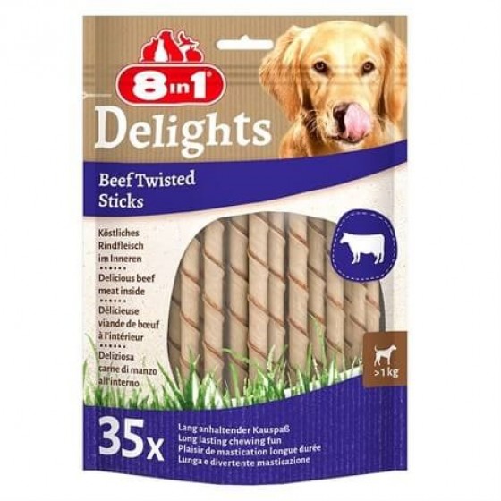 8in1 Delights Bones Biftekli Twested Sticks 35 Lu