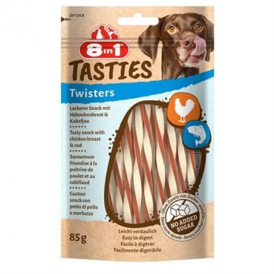 8in1 Tasties Twisters Tavuklu Balıklı Burgu Köpek Ödülü 85 Gr