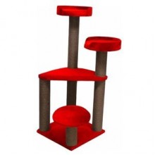 Bedspet 3 Oturaklı Kedi Tırmalama Kulesi Kırmızı