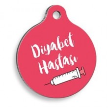 Dalis Diyabet Hastası Pembe Yuvarlak Kedi ve Köpek Künyesi 3 Cm