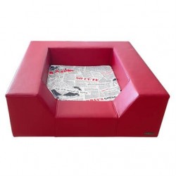 Bronza Deri Kedi Köpek Koltuğu Kırmızı