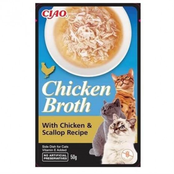 Ciao Chicken Broth Tavuk Sulu ve Deniz Taraklı Kedi Çorbası 50 Gr