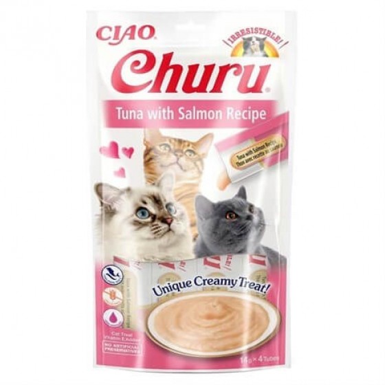 Ciao Churu Cream Ton Balıklı ve Somonlu Kedi Ödülü 4 x 14 Gr