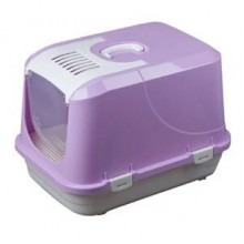 Çınar XLarge Kedi Kapalı Tuvalet Kabı Kürekli Ve Paspaslı Lila