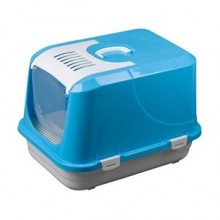 Çınar XLarge Kedi Kapalı Tuvalet Kabı Kürekli Ve Paspaslı Mavi