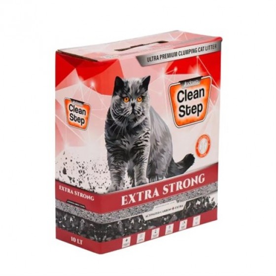 Clean Step Aktif Karbonlu Extra Strong Topaklaşan Kedi Kumu 10 lt