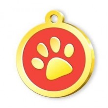 Dalis 24 Ayar Altın Kaplama Mineli Seri Pati Desenli Künye - Kırmızı