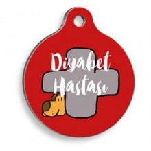 Dalis Diyabetik Kedi Kırmızı Yuvarlak Kedi Künyesi 3,0 Cm