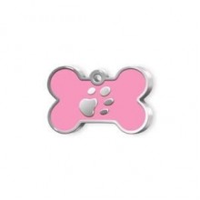 Dalis Kemik Şeklinde Mineli Kedi Künyesi Pembe