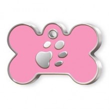 Dalis Kemik Şeklinde Mineli Kedi Künyesi Pembe