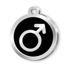 Dalis Pet Tag Mineli Erkek Sembol Desenli Künye Siyah