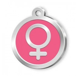 Dalis Pet Tag Mineli Kadın Sembol Desenli Künye Pembe