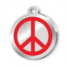 Dalis Pet Tag Mineli Seri Dünya Barışı Desenli Künye Kırmızı