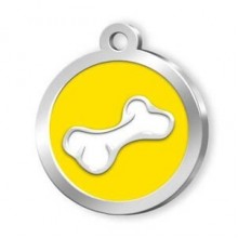 Dalis Pet Tag Mineli Seri Kemik Desenli Künye Sarı