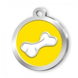 Dalis Pet Tag Mineli Seri Kemik Desenli Künye Sarı