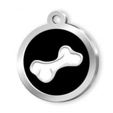 Dalis Pet Tag Mineli Seri Kemik Desenli Künye Siyah