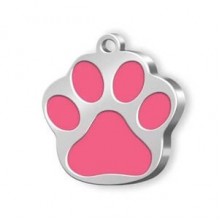 Dalis Pet Tag Mineli Seri Küçük Pati Desenli Künye Pembe