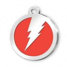 Dalis Pet Tag Mineli Seri Şimşek Desenli Künye Kırmızı