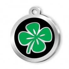 Dalis Pet Tag Mineli Seri Yonca Desenli Künye Siyah