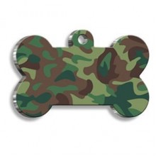 Dalis Pet Tag Yeşil Kamuflaj Desenli Kemik Kedi Künyesi 2,5 Cm