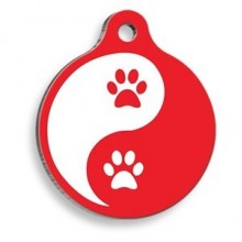Dalis Zen Pati Kırmızı Yuvarlak Kedi ve Köpek Künyesi 3 Cm