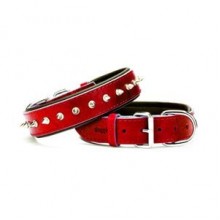 Doggie Comfort Çivili Deri Boyun Tasması M 3,5x47-55cm Kırmızı