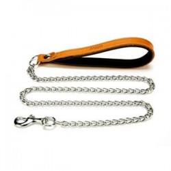 Doggie Comfort Deri İnce Zincirli Gezdirme M 3x110cm Camel