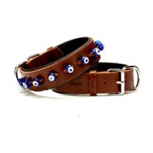 Doggie Comfort Nazar Boncuklu Deri Boyun Tasması L 3,5x52-60cm Kahvere