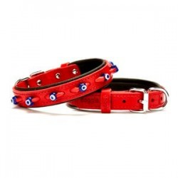 Doggie Comfort Nazar Boncuklu Deri Boyun Tasması M 3x42-50cm Kırmızı Doggie Comfort Nazar Boncuklu Deri Boyun Tasması M 3x42-50cm Kırmızı