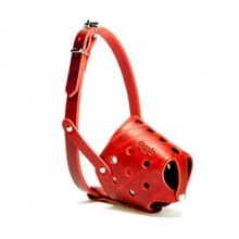 Doggie Kısa Burun Deri Köpek Ağızlığı Large Kırmızı