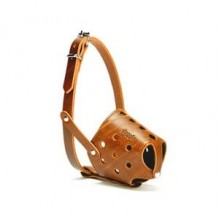 Doggie Kısa Burun Deri Köpek Ağızlığı Medium Karamel