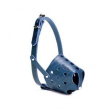 Doggie Kısa Burun Deri Köpek Ağızlığı Medium Mavi