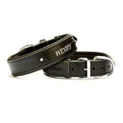 Doggie İsimlikli Deri Boyun Tasması M 3,5x47-55cm Siyah