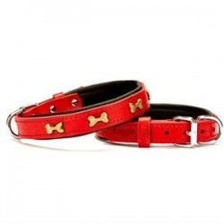 Doggie Metal Kemikli Deri Boyun Tasması M 3x42-50cm Kırmızı Doggie Metal Kemikli Deri Boyun Tasması M 3x42-50cm Kırmızı