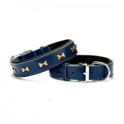 Doggie Metal Kemikli Deri Boyun Tasması M 3x42-50cm Mavi Doggie Metal Kemikli Deri Boyun Tasması M 3x42-50cm Mavi