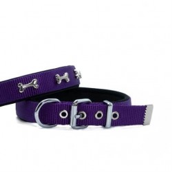 Doggie Metal Kemikli Dokuma Boyun Tasması M 3x42-50cm Purple
