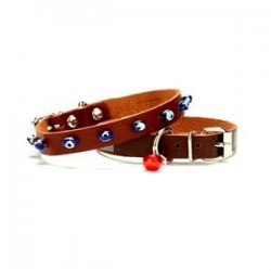 Doggie Nazar Boncuklu Deri Kedi Tasması 1x21-25cm Kahverengi Doggie Nazar Boncuklu Deri Kedi Tasması 1x21-25cm Kahverengi