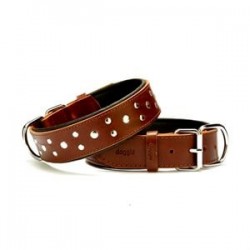 Doggie Rivetli Deri Boyun Tasması M 2x35-40cm Kahve Doggie Rivetli Deri Boyun Tasması M 2x35-40cm Kahve