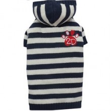 Doggy Dolly Kapşonlu Köpek Kazağı Lacivert-Beyaz Medium