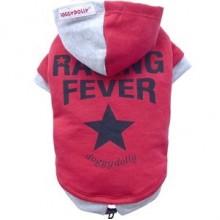 Doggy Dolly Kapşonlu Köpek Sweatshirt Gri-Kırmızı Large