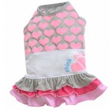Doggy Dolly Pembe Kalpli Köpek Elbisesi Gri 2XL