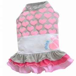 Doggy Dolly Pembe Kalpli Köpek Elbisesi Gri XS