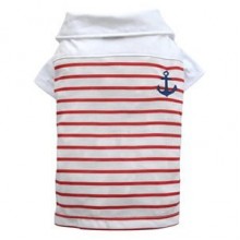 Doggy Dolly Polo Yaka Denizci Tshirt Kırmızı Beyaz Small