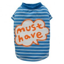 DoggyDolly Çizgili Mavi Köpek Tişörtü Large