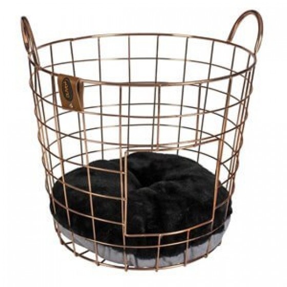 Duvo+ Caramel Round Basket Metal Kedi Sepeti