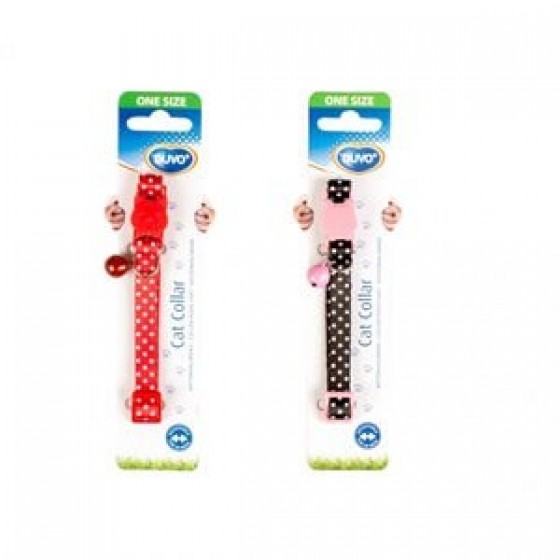 Duvo+ Cat Collar White Dots Kedi Tasması Black/Red