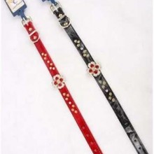 Eastland Deri Boyun Tasması Çiçek-Taş Desenli Siyah Gri 1,5x31-25,5cm