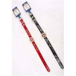 Eastland Deri Boyun Tasması Çiçek-Taş Desenli Siyah Gri 1,5x31-25,5cm